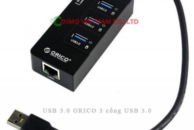 Bộ chia USB 3.0 ORICO 3 cổng USB 3.0 tích hợp cổng Lan Gigabit HR01-U3