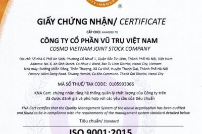 Công ty Cổ Phần Vũ Trụ Việt Nam đạt Chứng Nhận ISO 9001:2015